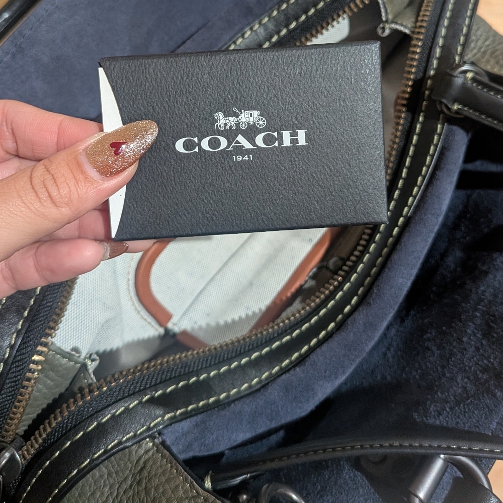 Coach Pebbled Leather Carryall Tote in Olive Gray - Picture 8 of 8